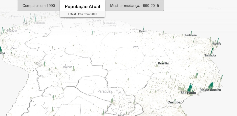 Site permite visualizar a densidade populacional de todas as cidades do mundo em 3D