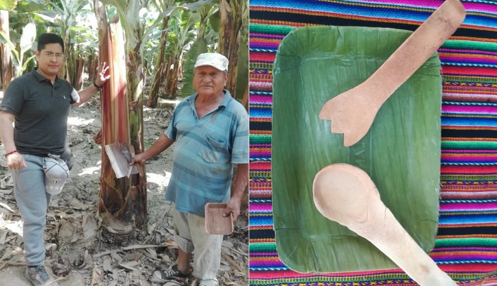 Peruanos criam prato de folha de bananeira