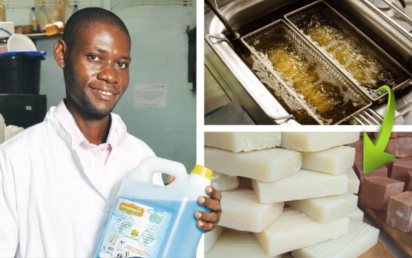 Jovem transforma óleo de cozinha usado em detergentes e sabonetes ecológicos