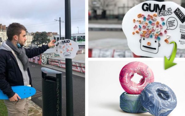 Adolescentes transformam chicletes retirados das ruas em rodas de skate