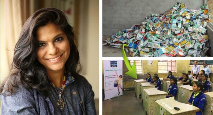 Jovem transforma 3 milhões de caixas tetra pak em carteiras para escolas carentes