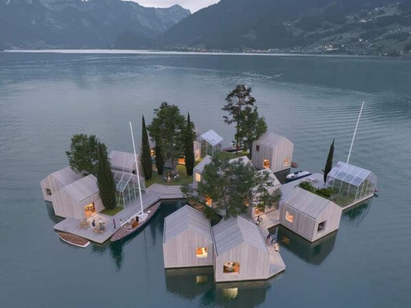 Land on Water: casas flutuantes feitas com módulos de plástico reciclado