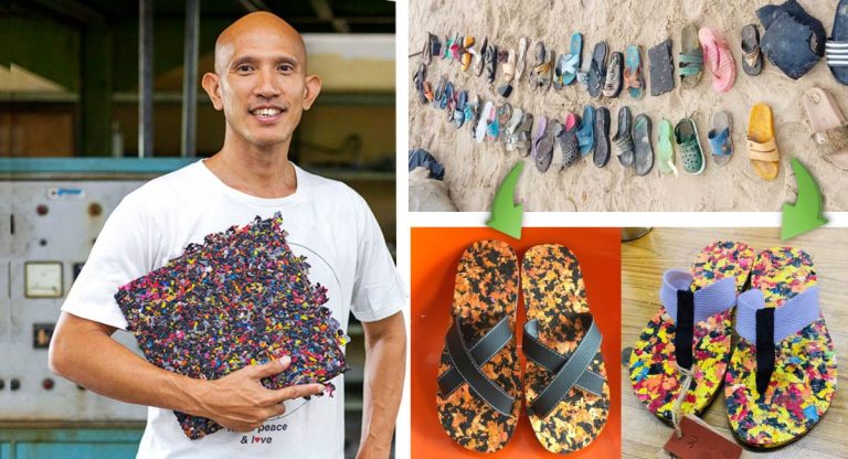 Homem transforma toneladas de lixo das praias em sandálias de primeira qualidade