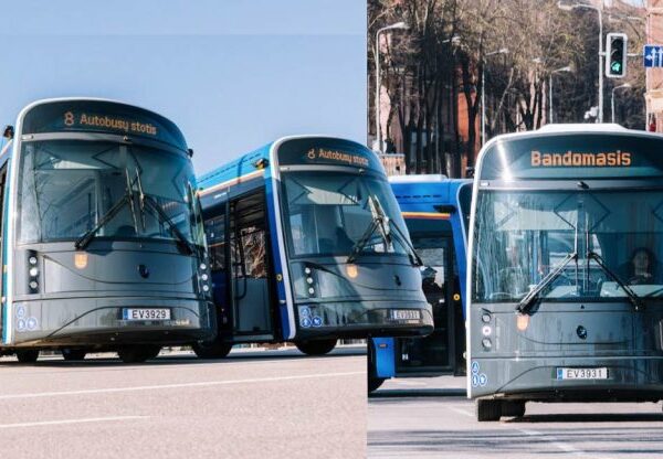 O ônibus urbano elétrico com carroceria feita de garrafas PET recicladas