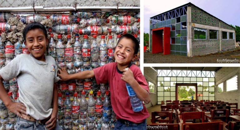 São construidas mais de 100 escolas na Guatemala usando apenas garrafas plásticas