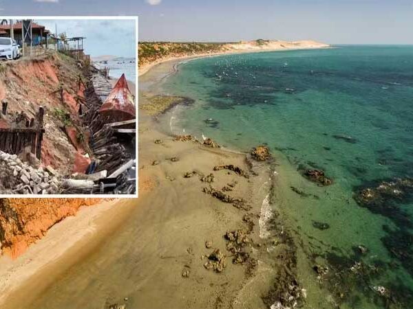 Avanço do mar destrói casas e ameaça praias paradisíacas de Icapuí