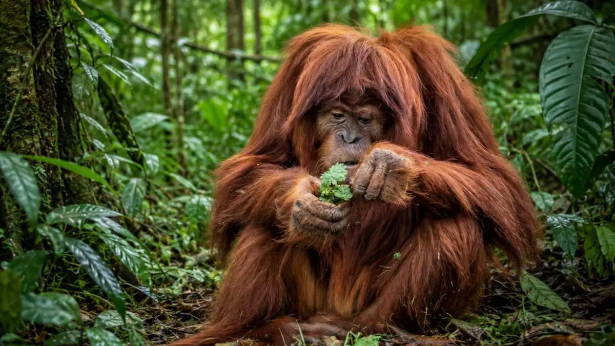 Orangotangos usam plantas medicinais na dieta e aplicam curativo em feridas